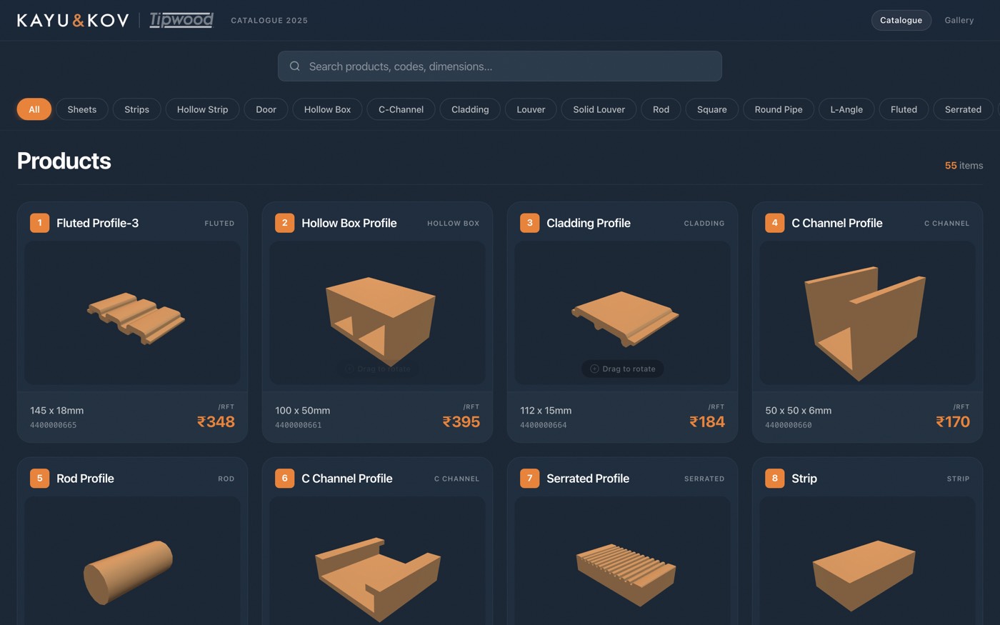 Preview of the Kayu & Kov interactive catalogue